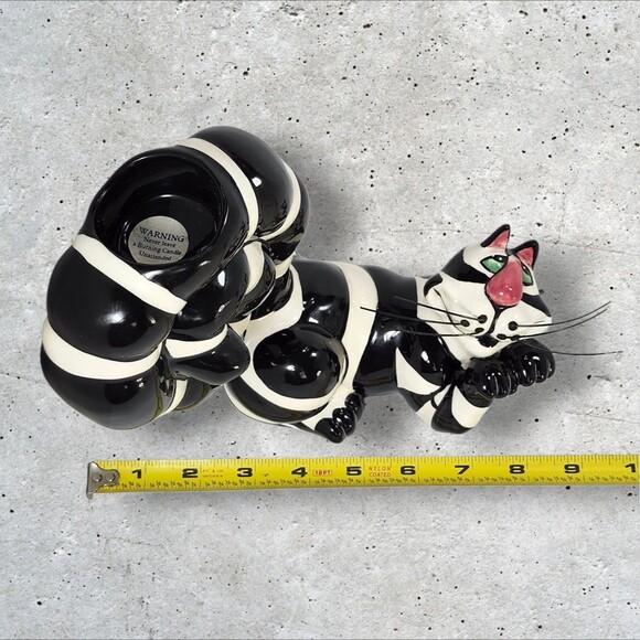 Y2K Lynda Corneille “Clancy” Cat Candle Holder SWAK Character Collectibles B&W - Picture 12 of 14